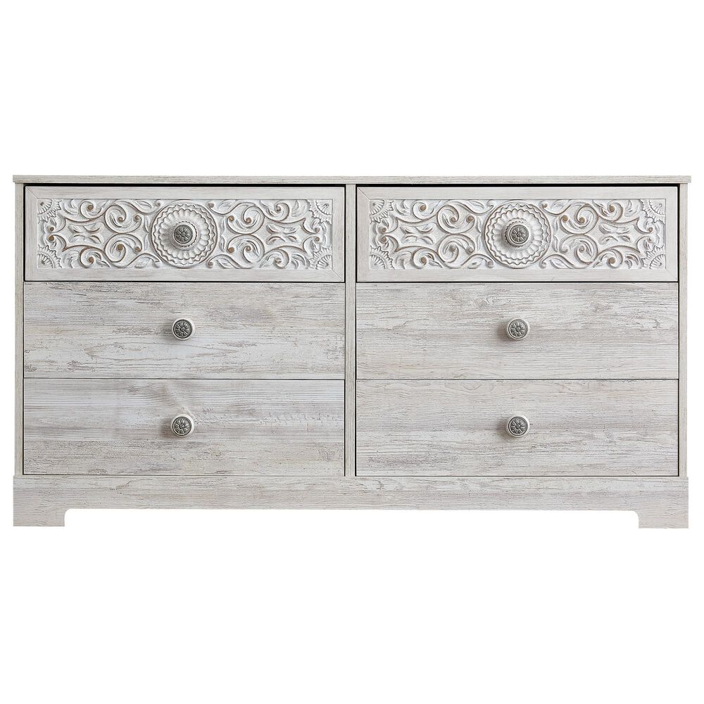 Ashley Paxberry 53&quot; 6-Drawer Dresser in Whitewash, , large