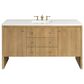 James Martin Vanities Hudson 60" Single Bathroom Vanity in Light Natural Oak with 3 cm White Zeus Quartz Top and Rectangular Sink, , large