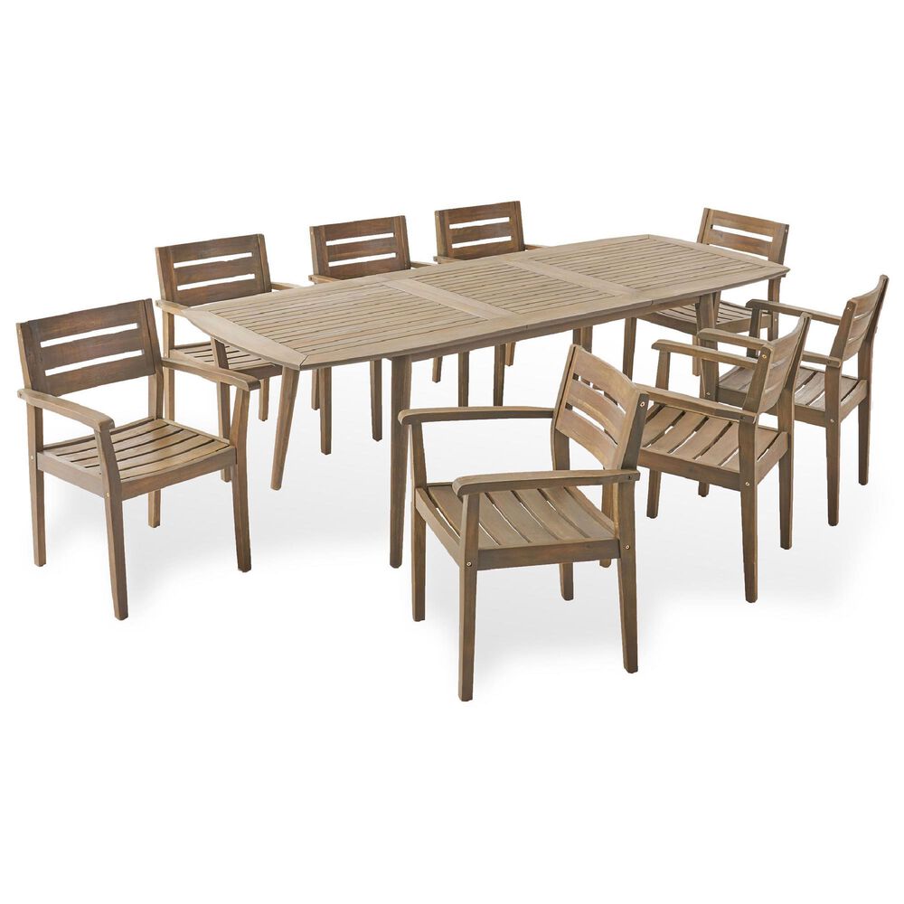 Noble House Stamford 9-Piece Patio Dining Set in Gray, , large