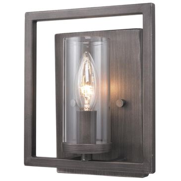 Golden Lighting Marco 1-Light Wall Sconce in Gunmetal Bronze with Clear Glass, , large