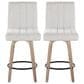 LumiSource Hank Swivel Counter Stool with Light Grey Fabric Upholstery in Whitewashed and Black (Set of 2), , large