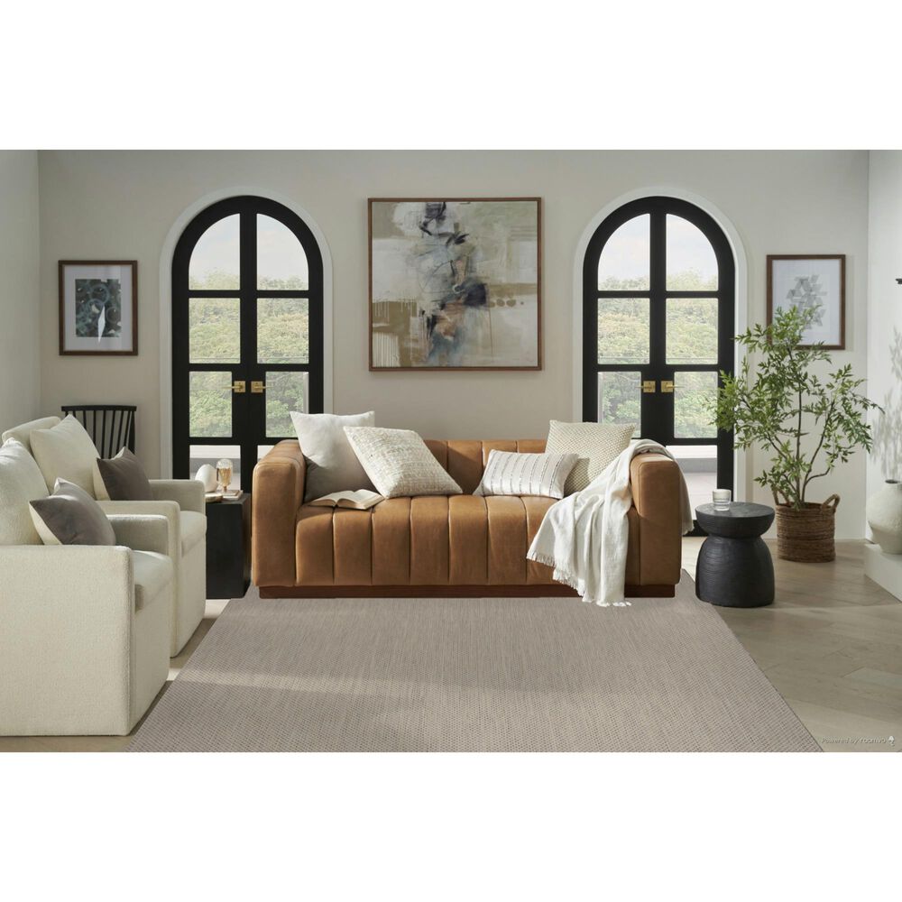 Nourison Courtyard Ivory and Silver 8&#39; Square Indoor/Outdoor Area Rug, , large