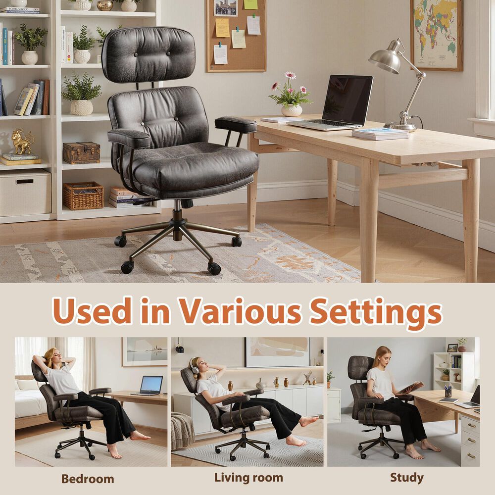 HOMLUX High Back Executive Office Chair with Suede Leather in Gray, , large