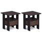 HOMLUX 2-Piece 1-Shelf End Table with Bin Drawer in Dark Walnut, , large