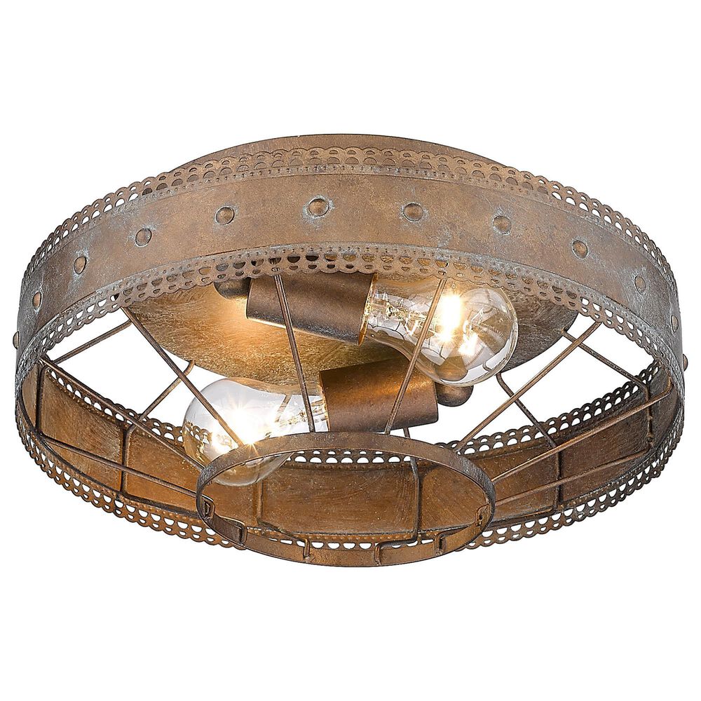 Golden Lighting Ferris 2-Light Flush Mount in Copper Patina, , large