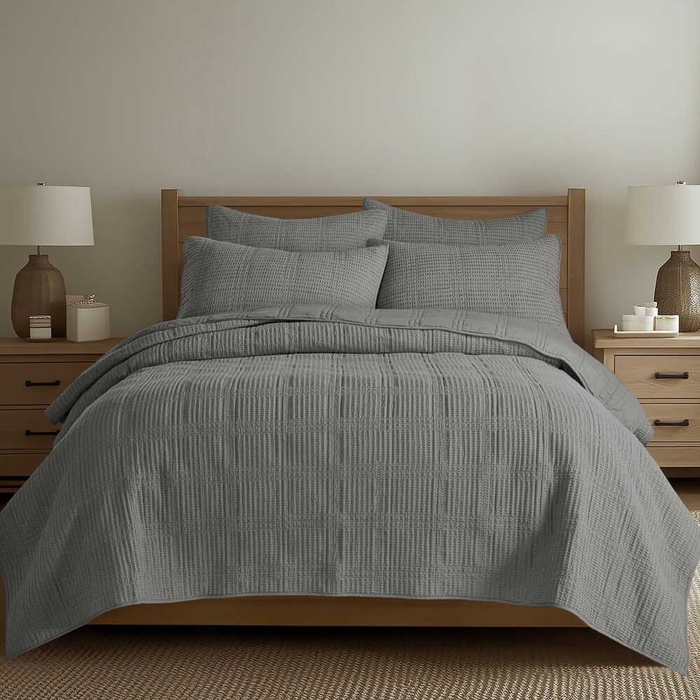 Levtex Cloud Waffle 3-Piece King Quilt Set in Grey, , large