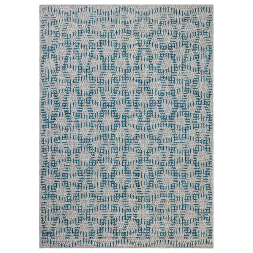 Loloi Easton Fog and Teal 6&#39;7&quot; x 9&#39;4&quot; Indoor/Outdoor Area Rug, , large