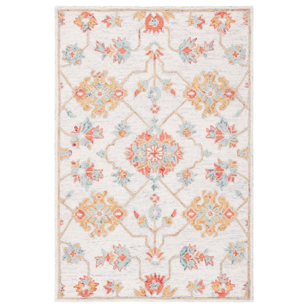 Safavieh Micro-Loop 4" x 6" Silver and Red Area Rug, , large