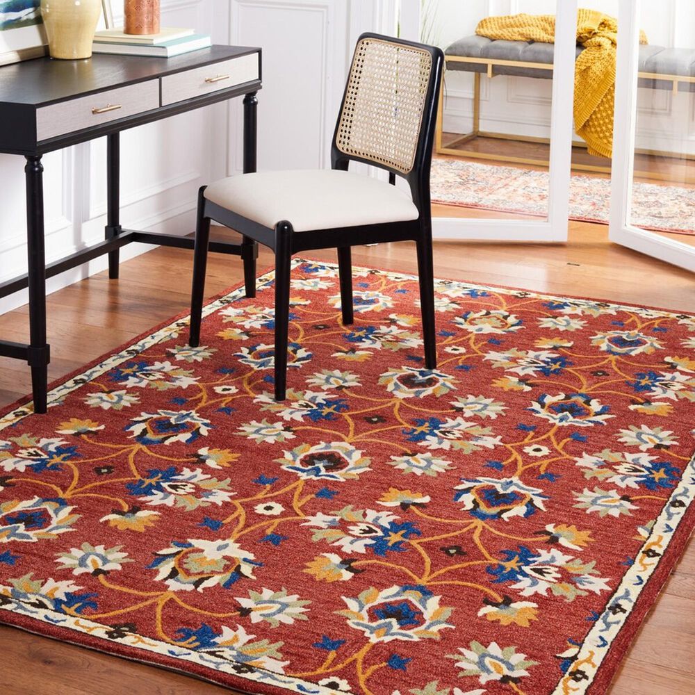 Safavieh Micro-Loop 4&#39; x 6&#39; Rust and Blue Area Rug, , large