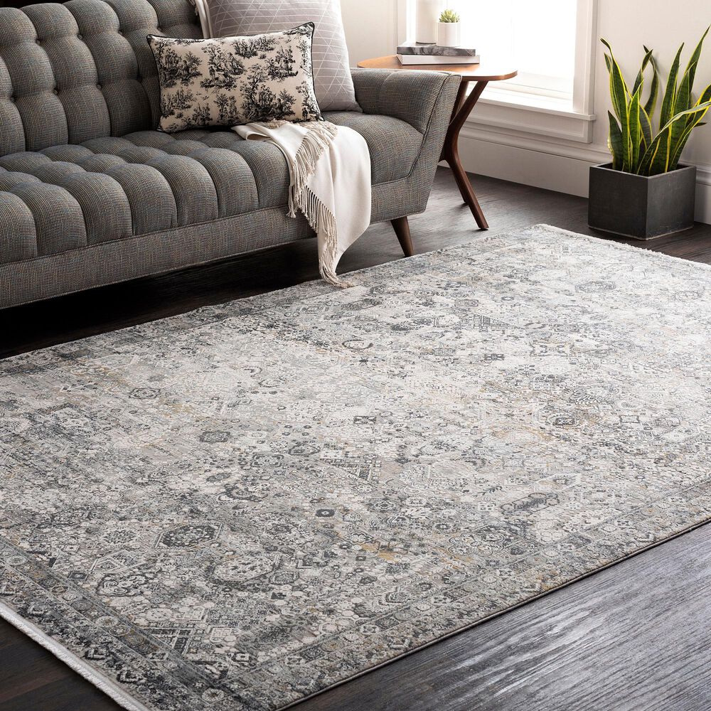 Surya Solar 10&#39; x 14&#39; Gray, Light Gray, Charcoal, Black and Mustard Area Rug, , large