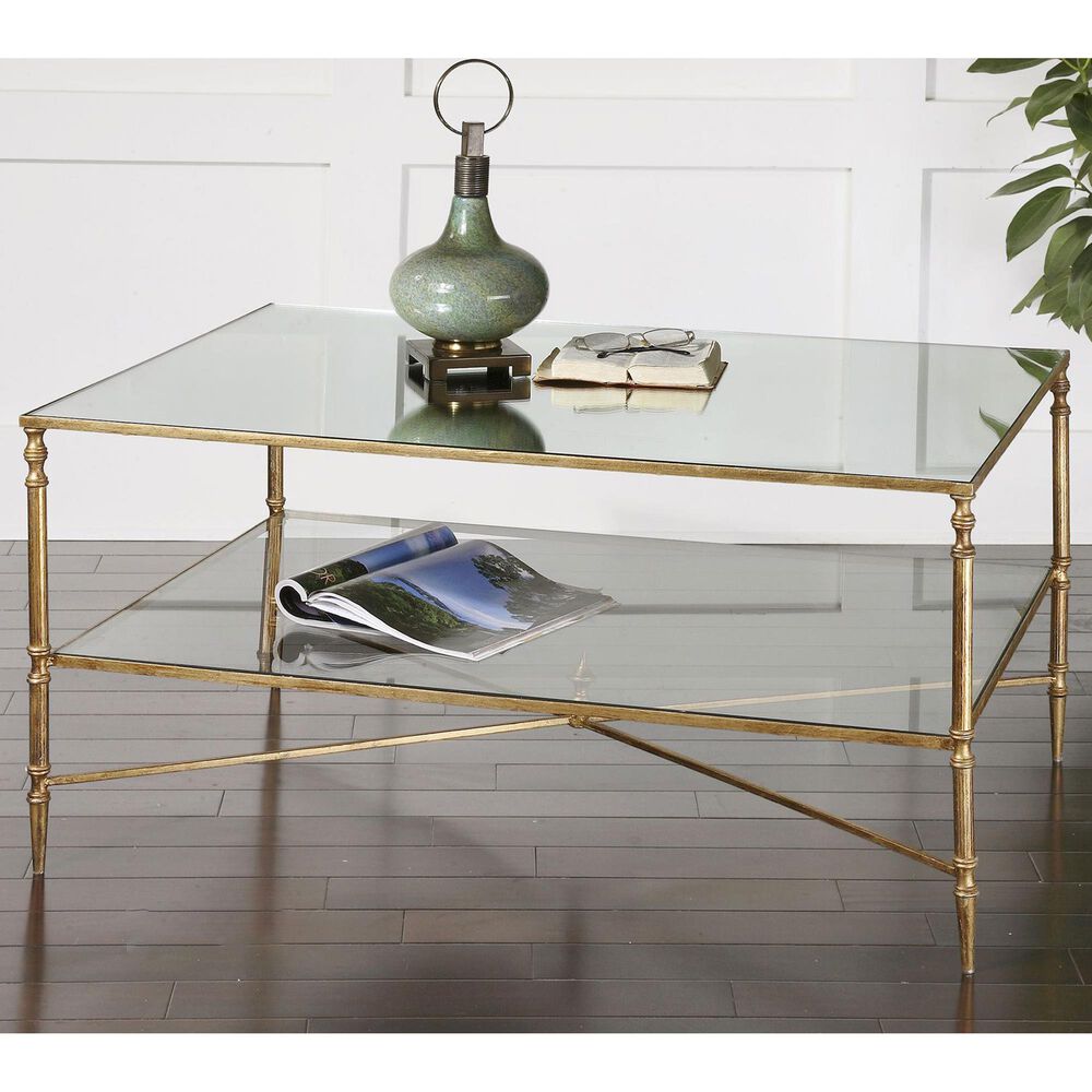 Uttermost Henzler Coffee Table in Antiqued Gold Leaf, , large