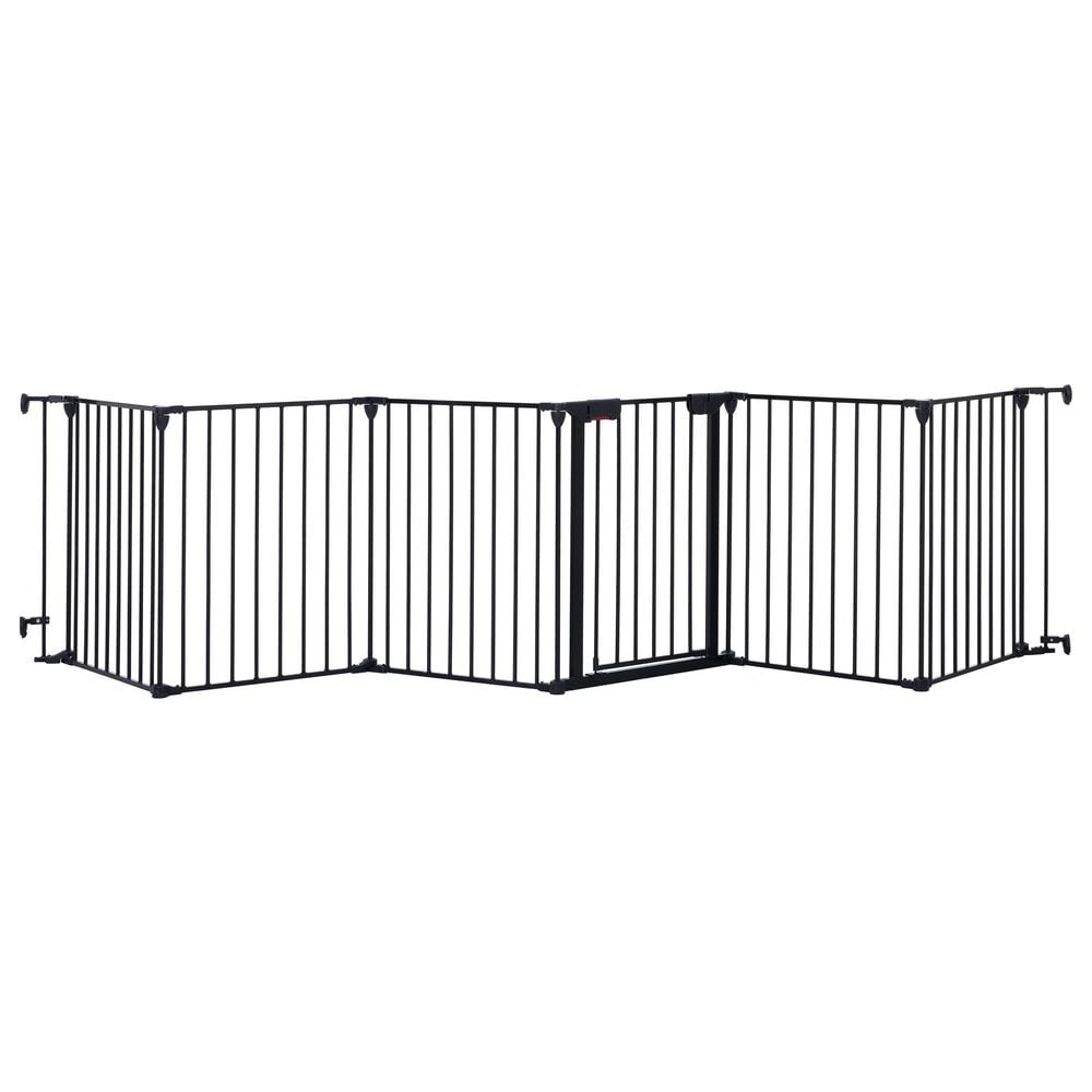 HOMLUX 6-Panel Adjustable Pet Gate in Black, , large