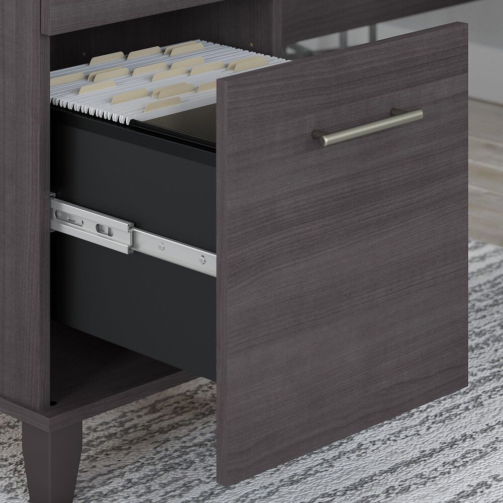Bush Somerset 60&quot; L-Shaped Desk with Hutch in Storm Gray, , large