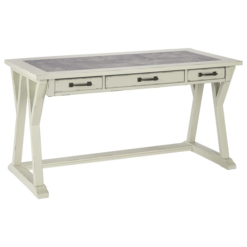 Signature Design by Ashley Jonileene Home Office Trestle Desk in White and Gray, , large