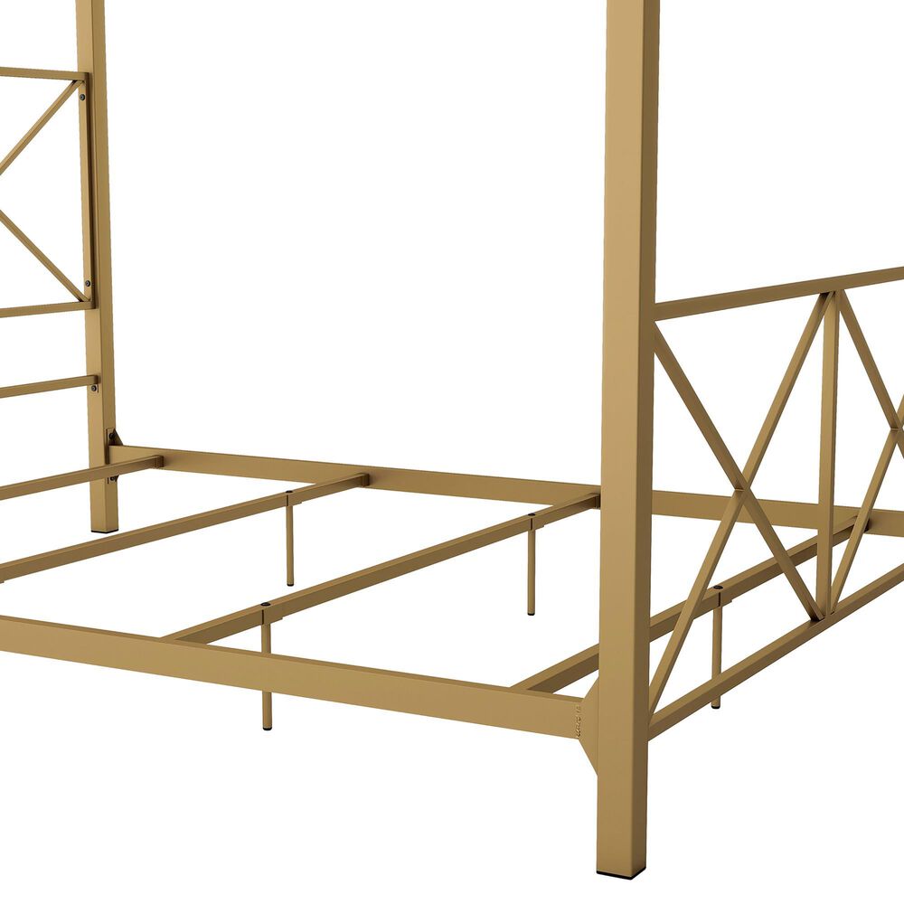 Furniture of America Rosadale Queen X-Cross Canopy Bed in Gold, , large