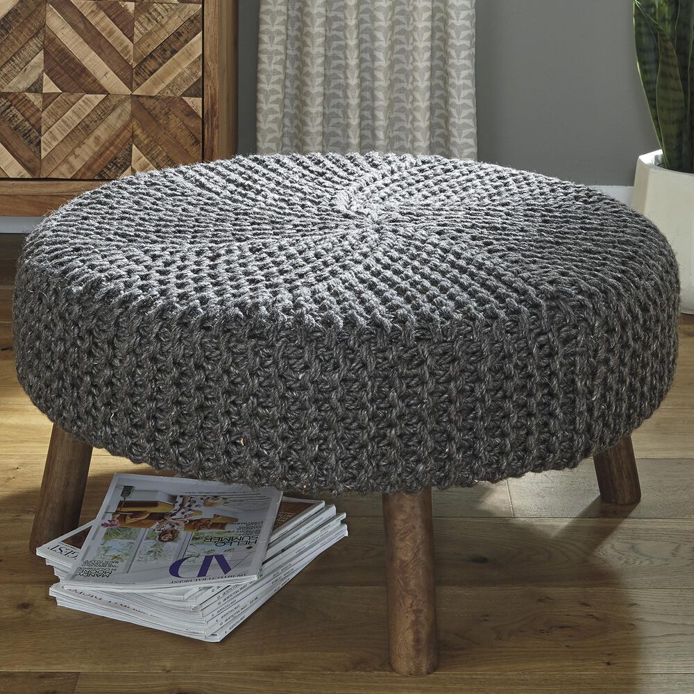 Ashley Jassmyn Oversized Accent Ottoman in Charcoal, , large