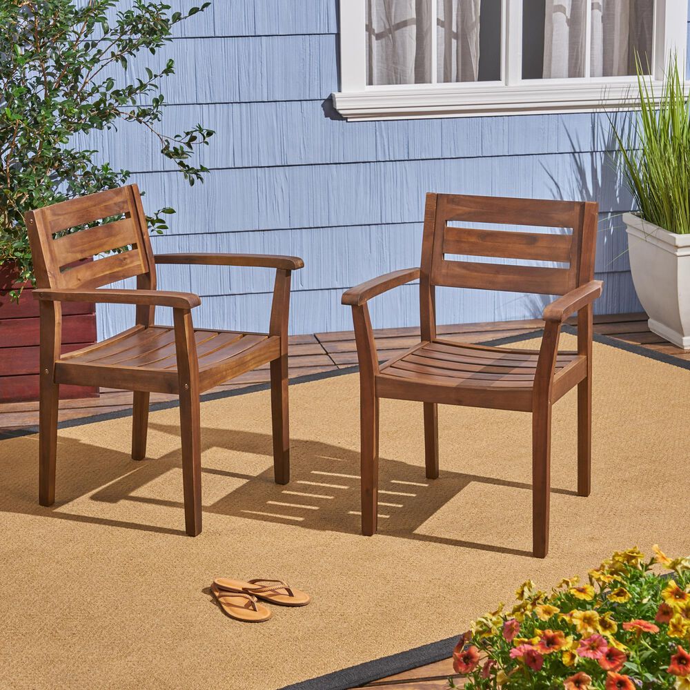 Hearth and Haven Stamford Patio Dining Chair in Dark Brown (Set of 2), , large