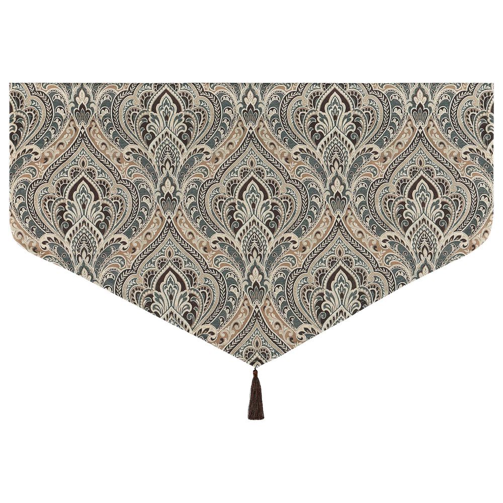 J. Queen New York Maren 40&quot; x 20&quot; Window Ascot Valance in Antique Gold, Beige and Chocolate, , large