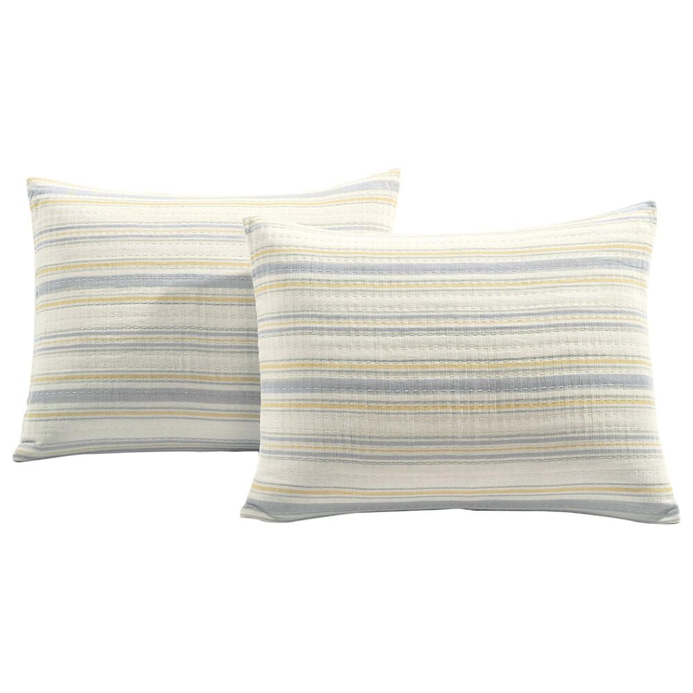 Triangle Home Fashions Solange Stripe 3-Piece Queen Quilt Set in Yellow and Gray, , large