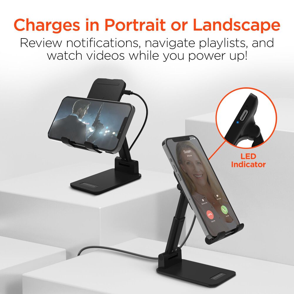 Hypercel Power Fold 10W Wireless Charging Stand in Black, , large