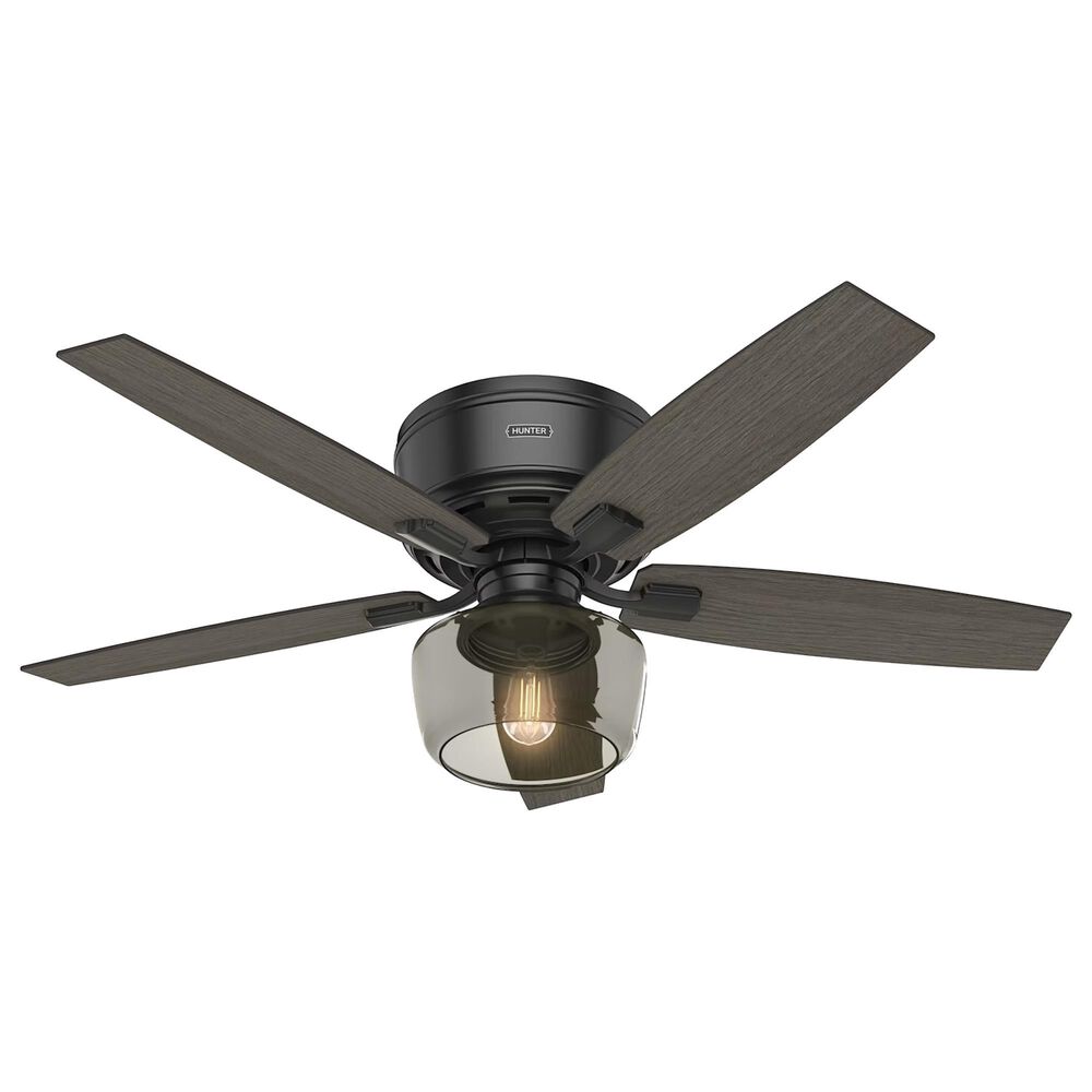 Hunter Bennett Low Profile 52" Ceiling Fan with Light in Matte Black, , large