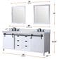 Lexora Home Marsyas 80" Double Bathroom Vanity in White with Grey Quartz Top and Rectangular Sinks, , large