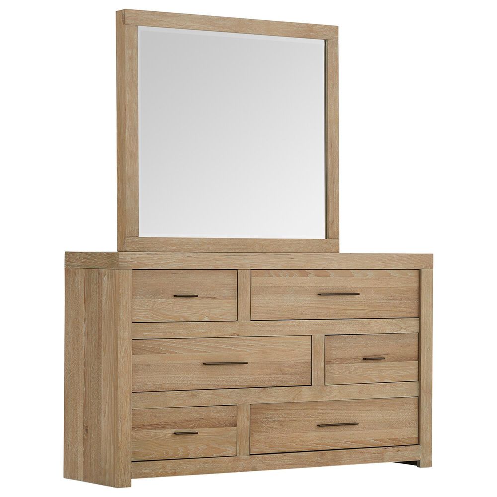 Riva Ridge Modern Loft 6-Drawer Dresser and Mirror in Khaki, , large