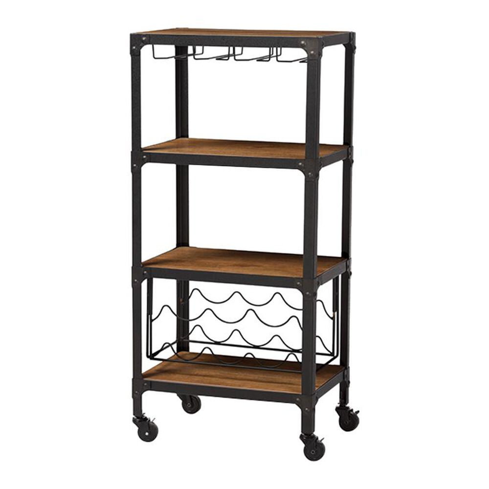 Baxton Studio Swanson Kitchen Storage Shelf in Antique Black and Brown, , large