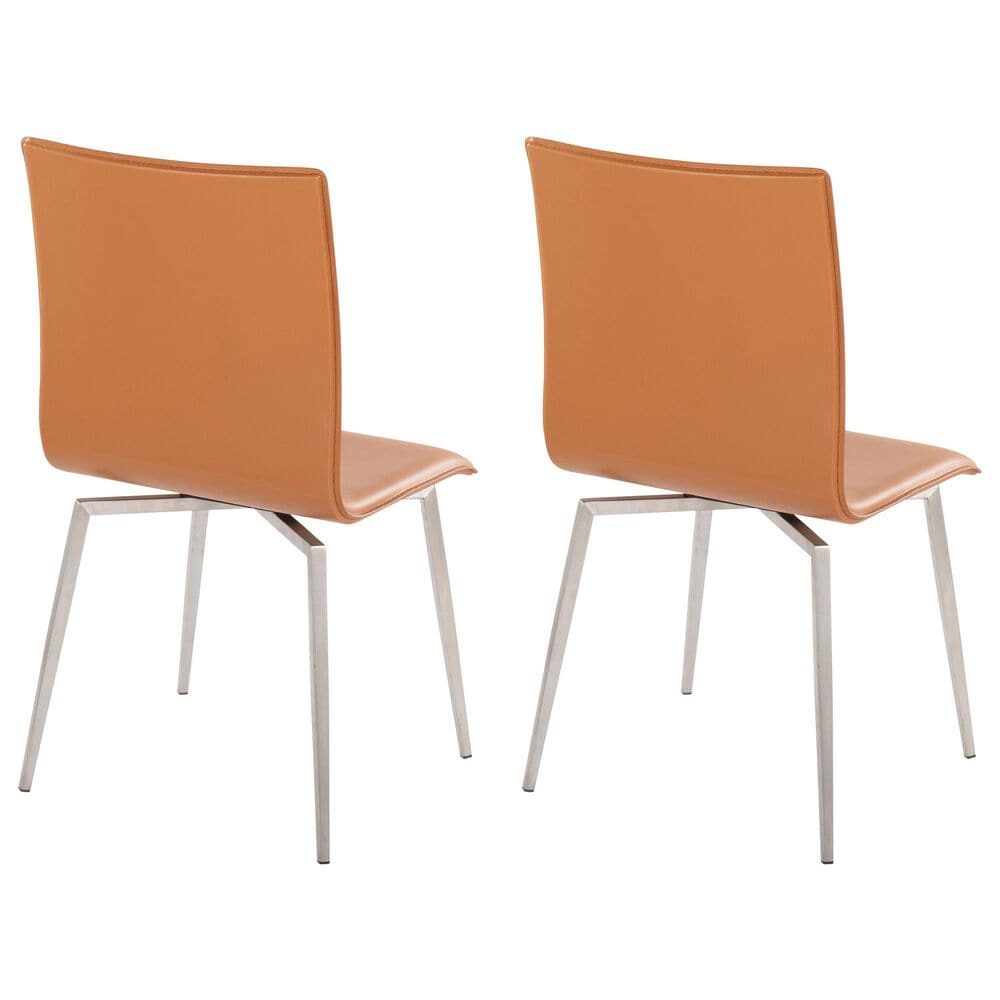 Lumisource Mason Swivel Side Chair with Camel Upholstered in Brushed Stainless Steel &#40;Set of 2&#41;, , large