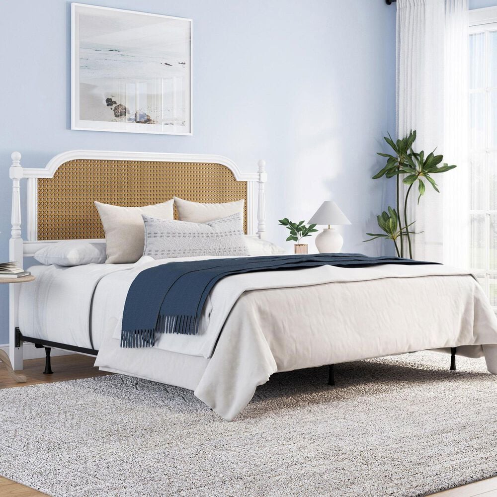 Richlands Furniture Melanie King Poster Panel Wood Bed in White, , large