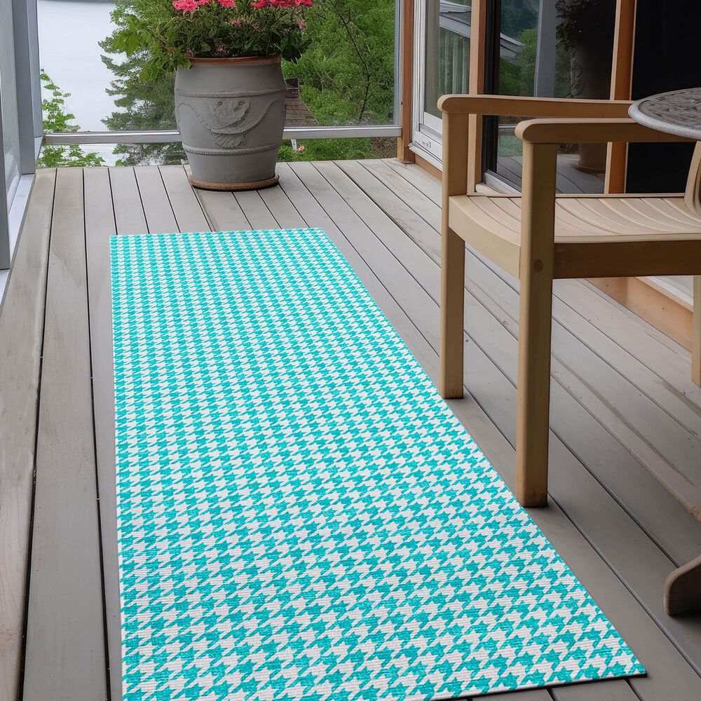 Dalyn Rug Company Hinton 2&#39;3&quot; x 10&#39; Aqua Indoor/Outdoor Runner, , large