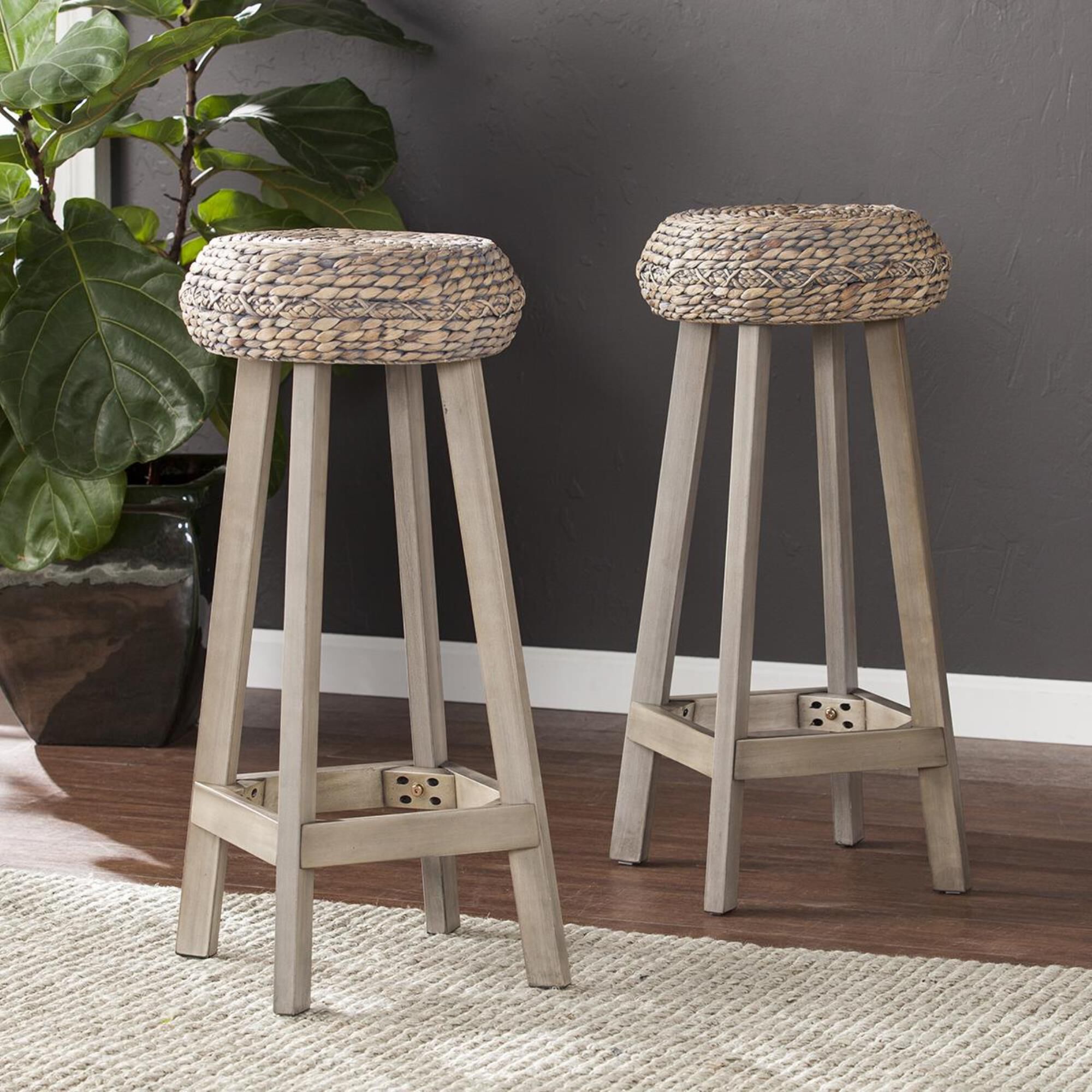 Seagrass backless counter stool cheap