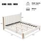 Hearth and Haven King Upholstered Platform Bed in White, , large