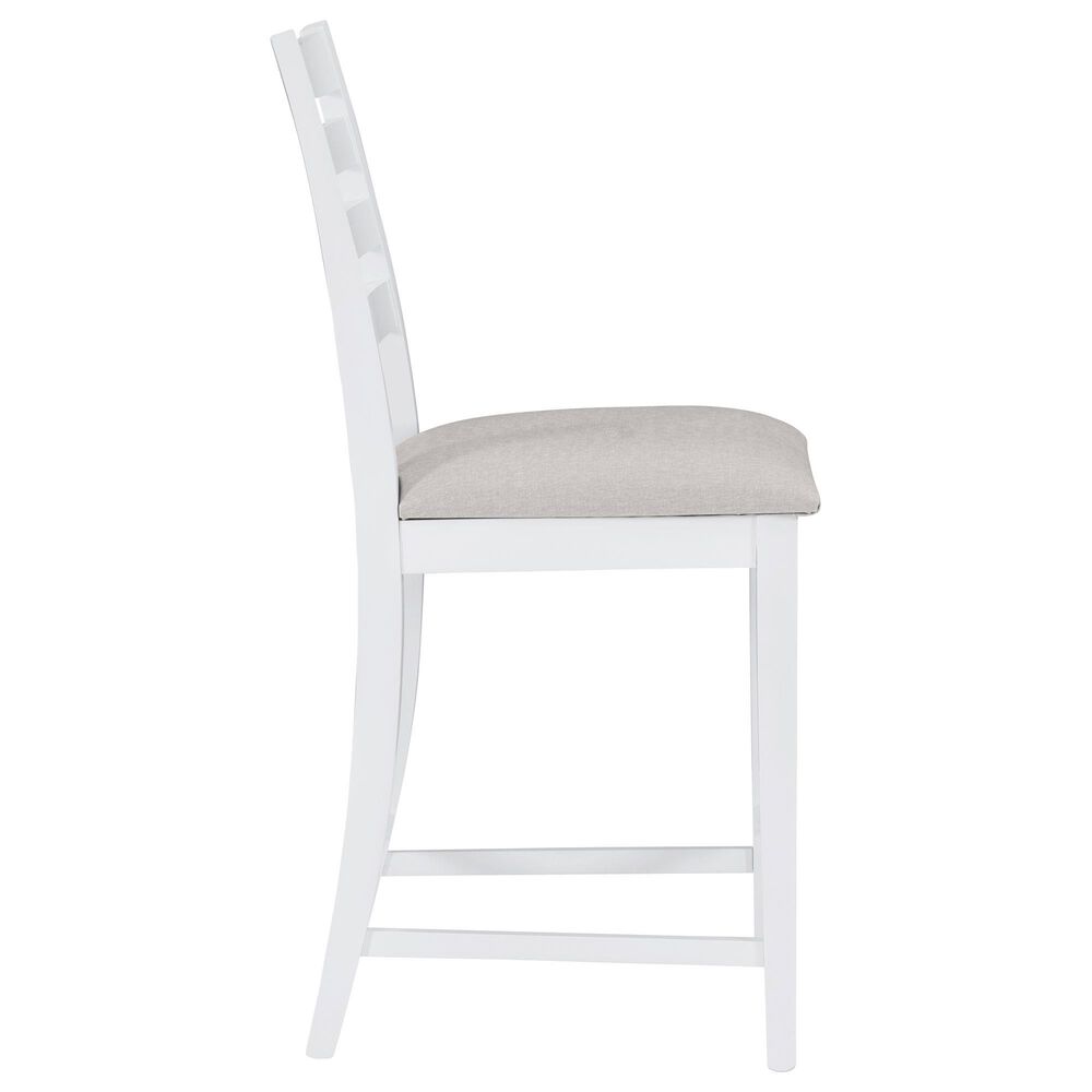 Linon Home Decor Flynn 22" Counter Stool with Light Grey Cushion in White, , large