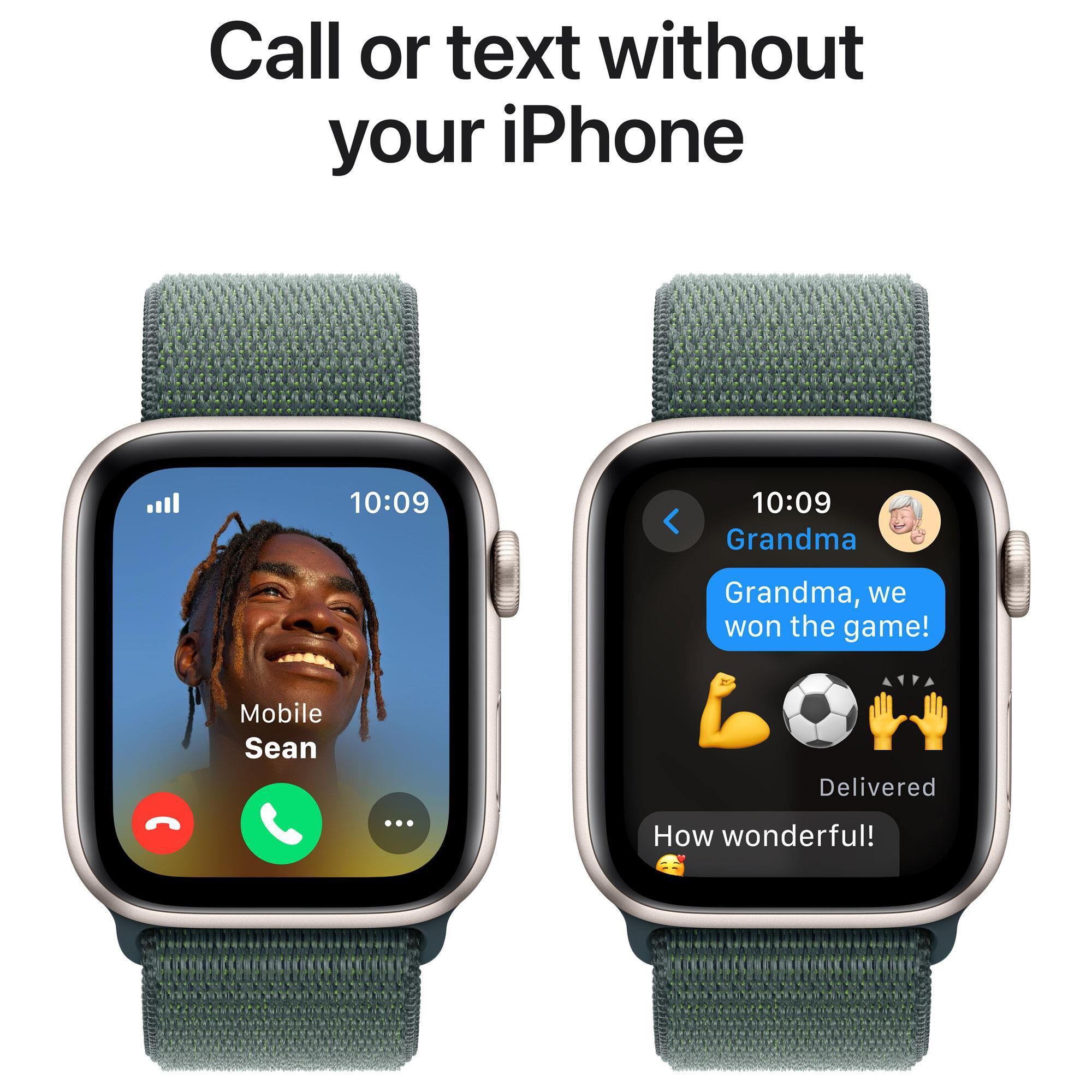 Apple Watch SE GPS Cellular 44mm Starlight Aluminum Case with Lake Green Sport Loop NFM