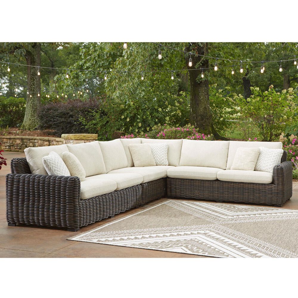 Ashley Kimora 4-Piece Outdoor Sectional in Beige, , large
