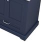 Lexora Home Dukes 80" Double Bathroom Vanity in Navy Blue with 2 cm White Cultured Marble Top and Rectangular Sinks, , large