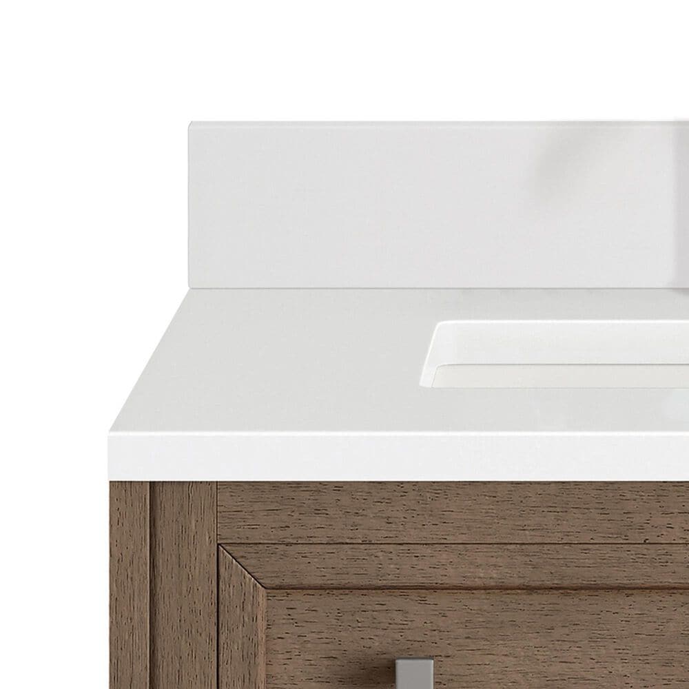 James Martin Vanities Chicago 30&quot; Single Bathroom Vanity in Whitewashed Walnut with Single Hole 3 cm White Zeus Quartz Top and Rectangular Sink, , large
