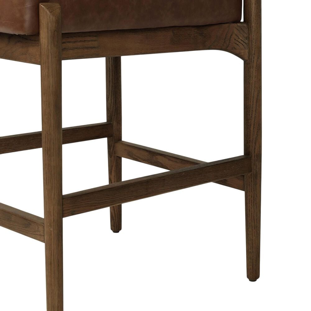 Four Hands Jazelle Counter Stool with Altair Sienna Upholstery in Tan Oak, , large