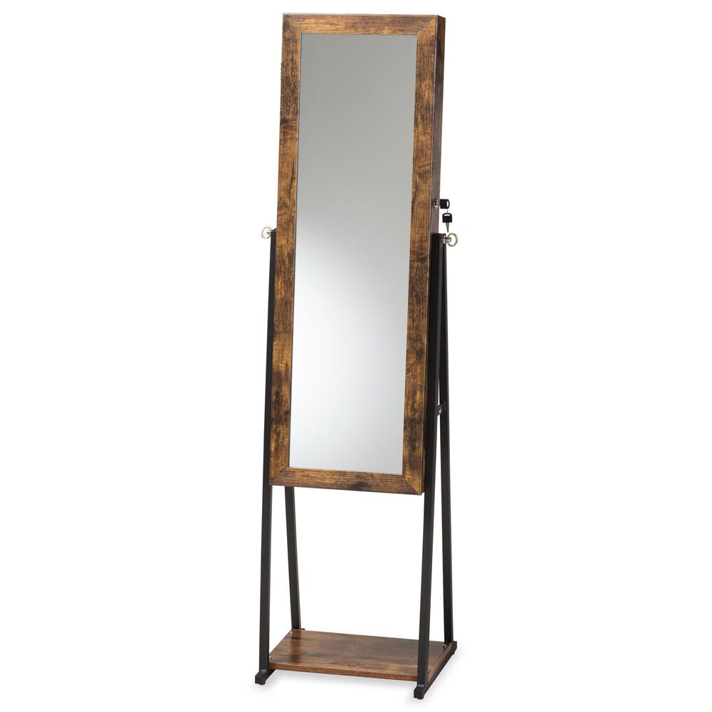 Baxton Studio Ganit Jewelry Armoire in Walnut Brown/Black, , large