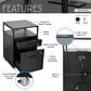 Rta Products Llc Modern Rolling File Cabinet with USB Charging Ports and Power Outlet in Black, , large