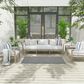 Nourison Courtyard Ivory and Blue 3" x 5" Indoor/Outdoor Area Rug, , large