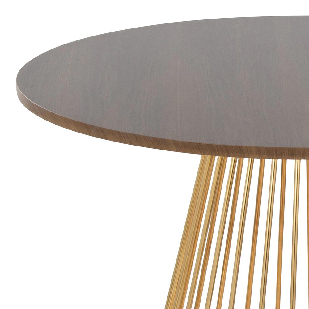 LumiSource Canary Contemporary Dining Table in Gold Metal and Walnut Wood by LumiSource, , large