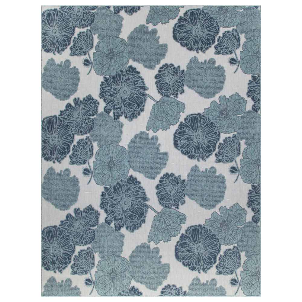 Nourison Garden Oasis Floral Blue 8&#39; x 10&#39; Indoor/Outdoor Area Rug, , large