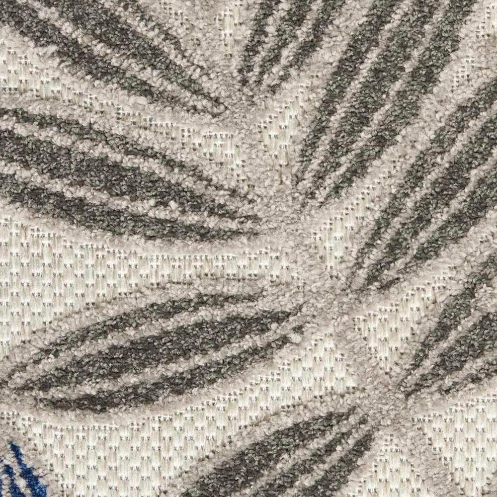 Nourison Aloha Floral 2&#39;8&quot; x 4&#39; Grey and Blue Indoor/Outdoor Area Rug, , large