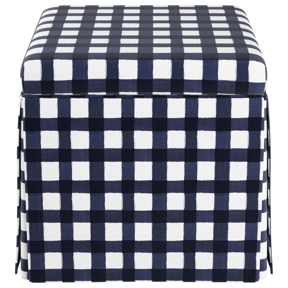 Skyline Furniture Storage Ottoman in Buffalo Gingham Blue, , large