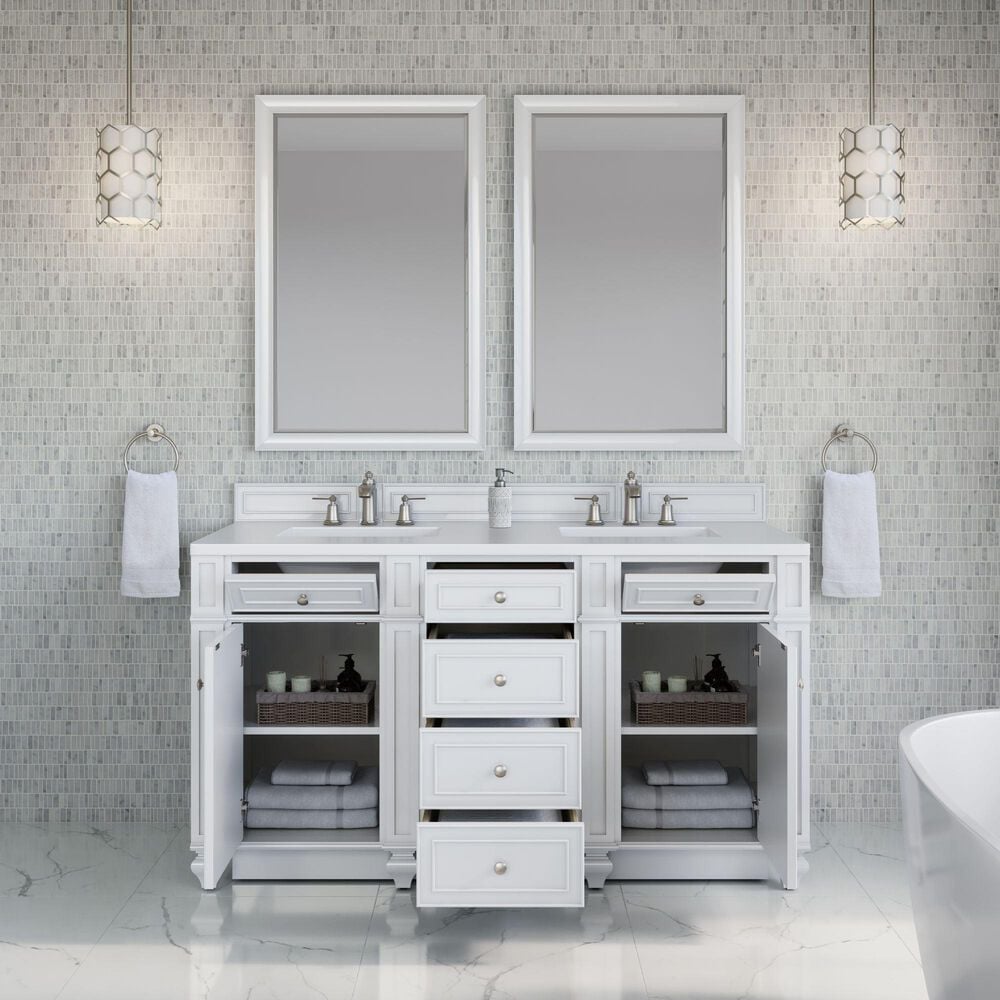 James Martin Bristol 60" Double Bathroom Vanity Cabinet in Bright White, , large