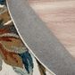 L&R Resources Sinuous Tropical Paradise Floral 6" Round White, Blue and Tan Area Rug, , large