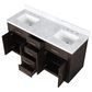 Lexora Home Abbey 60" Double Bathroom Vanity in Brown Oak with 2 cm White Carrara Marble Top and Rectangular Sinks, , large