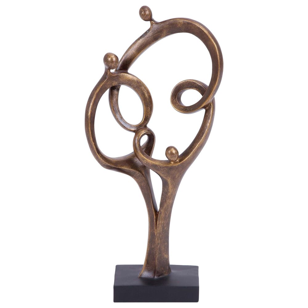 Maple and Jade 19" x 8" Family Sculpture in Brown, , large
